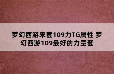 梦幻西游来套109力TG属性 梦幻西游109最好的力量套